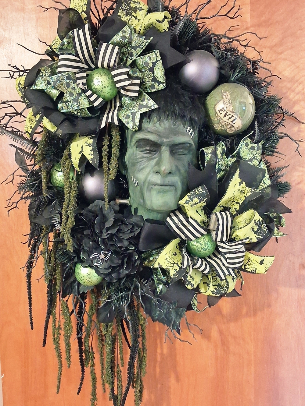 Halloween Frankenstein Green & Black Decorative Wreath - Brand